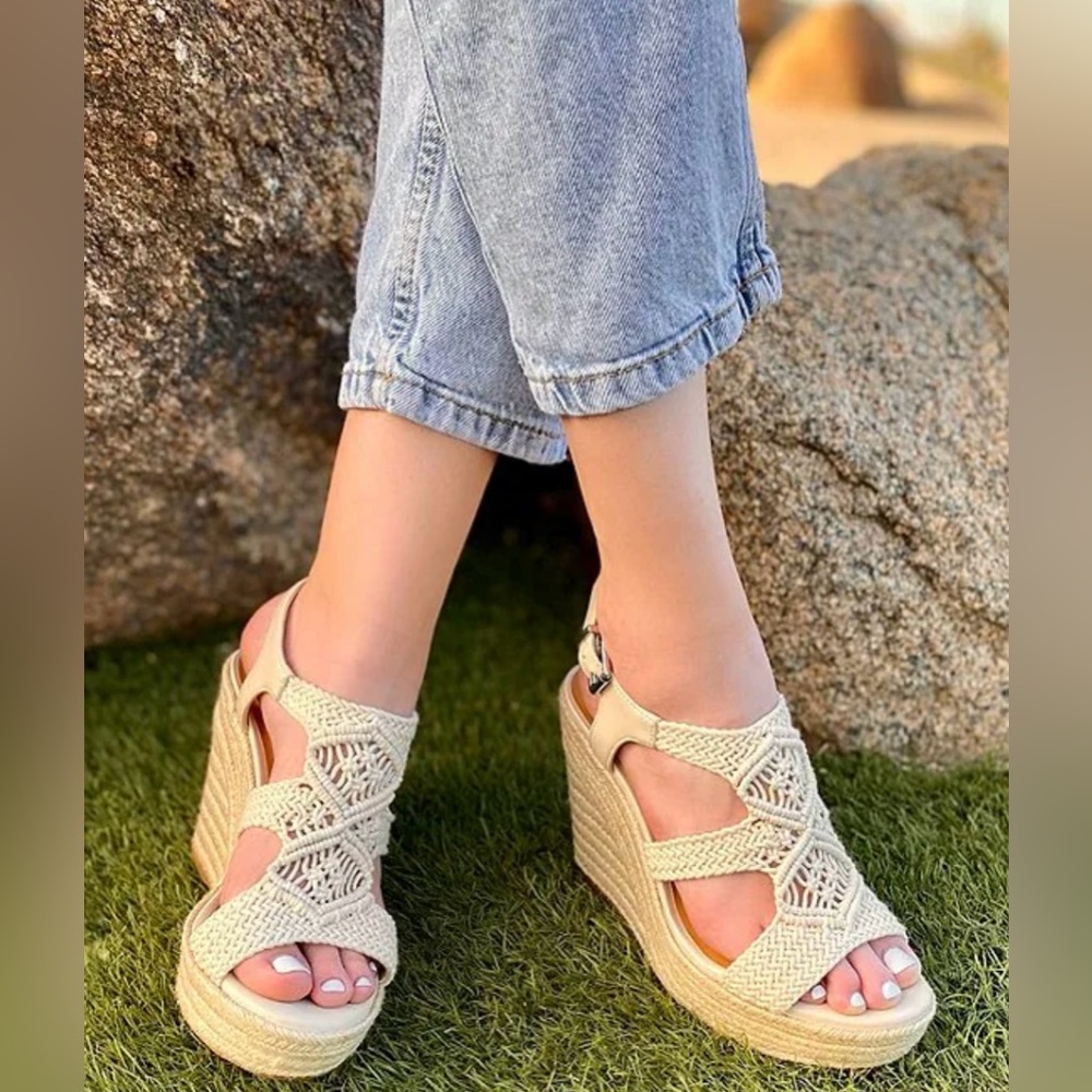 Copper Key Women’s Macrame Espadrille Dreamcatcher Platform Wedge Sandals